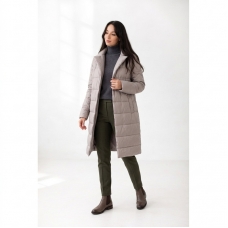 Пальто демисезонное  с  отложным воротником, цвет-бежевый