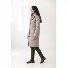 Пальто демисезонное  с  отложным воротником, цвет-бежевый
