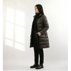 Пальто демисезонное  с  отложным воротником, цвет-черный