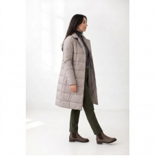 Пальто демисезонное  с  отложным воротником, цвет-бежевый