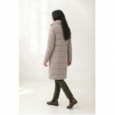 Пальто демисезонное  с  отложным воротником, цвет-бежевый