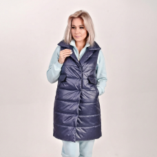 Жилет женский утепленный с отложным воротником, цвет-синий