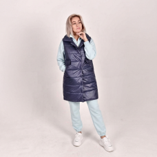 Жилет женский утепленный с отложным воротником, цвет-синий