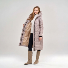 Пальто женское длинное для еврозимы,цвет - бежевый