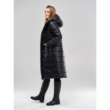 Пальто женское длинное для еврозимы,цвет-черный