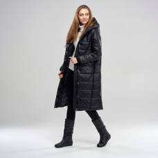 Пальто женское длинное для еврозимы,цвет-черный