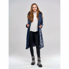 Пальто женское длинное для еврозимы, цвет-синий