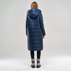 Пальто женское длинное для еврозимы, цвет-синий