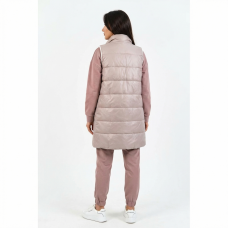  Жилет женский утепленный с отложным воротником, цвет-бежевый