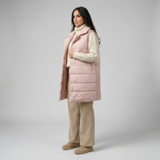 Жилет женский утепленный с отложным воротником, цвет-пудровый