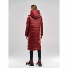 Пальто  женское длинное  для еврозимы, цвет-бордовый