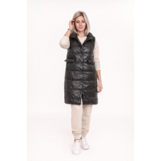 Жилет женский утепленный с отложным воротником, цвет-черный