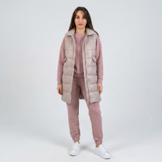  Жилет женский утепленный с отложным воротником, цвет-бежевый