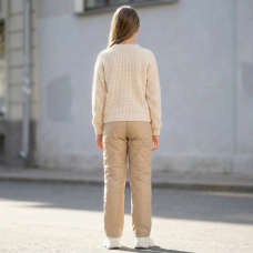 Брюки подростковые утепленные флисом для девочки, цвет-капучино