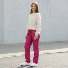 Брюки подростковые утепленные флисом для девочки, цвет-брусника