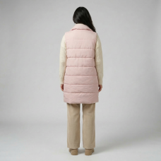 Жилет женский утепленный с отложным воротником, цвет-пудровый