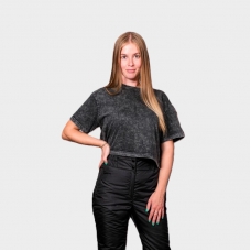 Брюки  женские утепленные на поясе с завышенной талией, цвет - черный