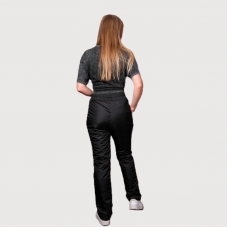 Брюки  женские утепленные на поясе с завышенной талией, цвет - черный