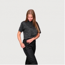 Брюки  женские утепленные на поясе с завышенной талией, цвет - черный