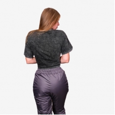 Брюки  женские утепленные на поясе с завышенной талией, цвет - графит