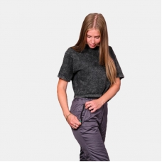 Брюки  женские утепленные на поясе с завышенной талией, цвет - графит