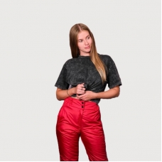 Брюки  женские утепленные на поясе с завышенной талией, цвет  - красный