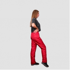  Брюки женские утепленные на поясе-резинке, цвет- красный