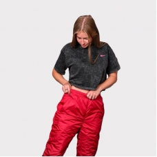  Брюки женские утепленные на поясе-резинке, цвет- красный