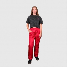  Брюки женские утепленные на поясе-резинке, цвет- красный