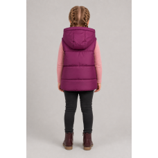 Жилет детский утепленный с капюшоном , цвет - брусника
