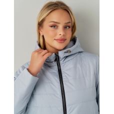 Утепленная женская куртка с капюшоном светло- серая