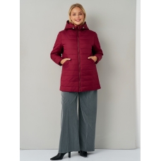 Утепленная женская куртка с капюшоном бордо