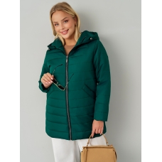 Утепленная женская куртка с капюшоном изумруд