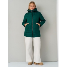 Утепленная женская куртка с капюшоном изумруд