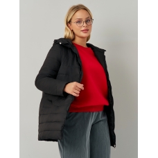 Утепленная женская куртка с капюшоном черная