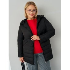 Утепленная женская куртка с капюшоном черная