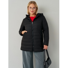 Утепленная женская куртка с капюшоном черная
