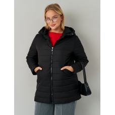 Утепленная женская куртка с капюшоном черная