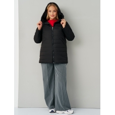 Утепленная женская куртка с капюшоном черная