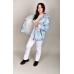 Костюм утепленный женский (голубой оригами куртка , белые брюки)