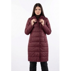 Пальто демисезонное  с  отложным воротником, цвет-бордовый