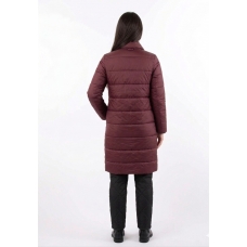 Пальто демисезонное  с  отложным воротником, цвет-бордовый