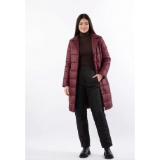 Пальто демисезонное  с  отложным воротником, цвет-бордовый