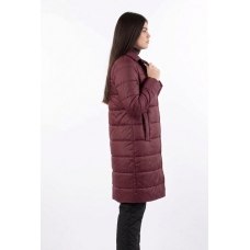 Пальто демисезонное  с  отложным воротником, цвет-бордовый
