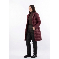 Пальто демисезонное  с  отложным воротником, цвет-бордовый