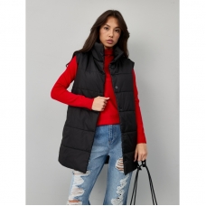 Жилет  женский с поясом утепленный ,  цвет-черный