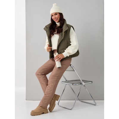 Брюки женские утепленные, цвет-капучино