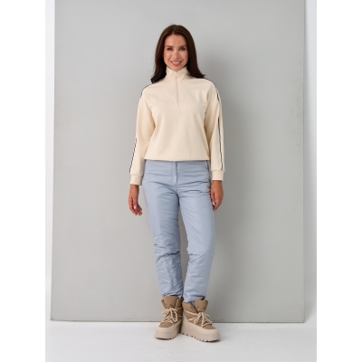 Утепленные женские брюки с высокой спинкой, цвет- светло-серый