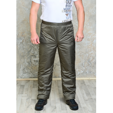 Утепленные синтепоном мужские брюки на поясе- резинка, цвет-хаки