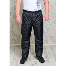 Утепленные флисом мужские брюки на поясе-резинка, цвет черный